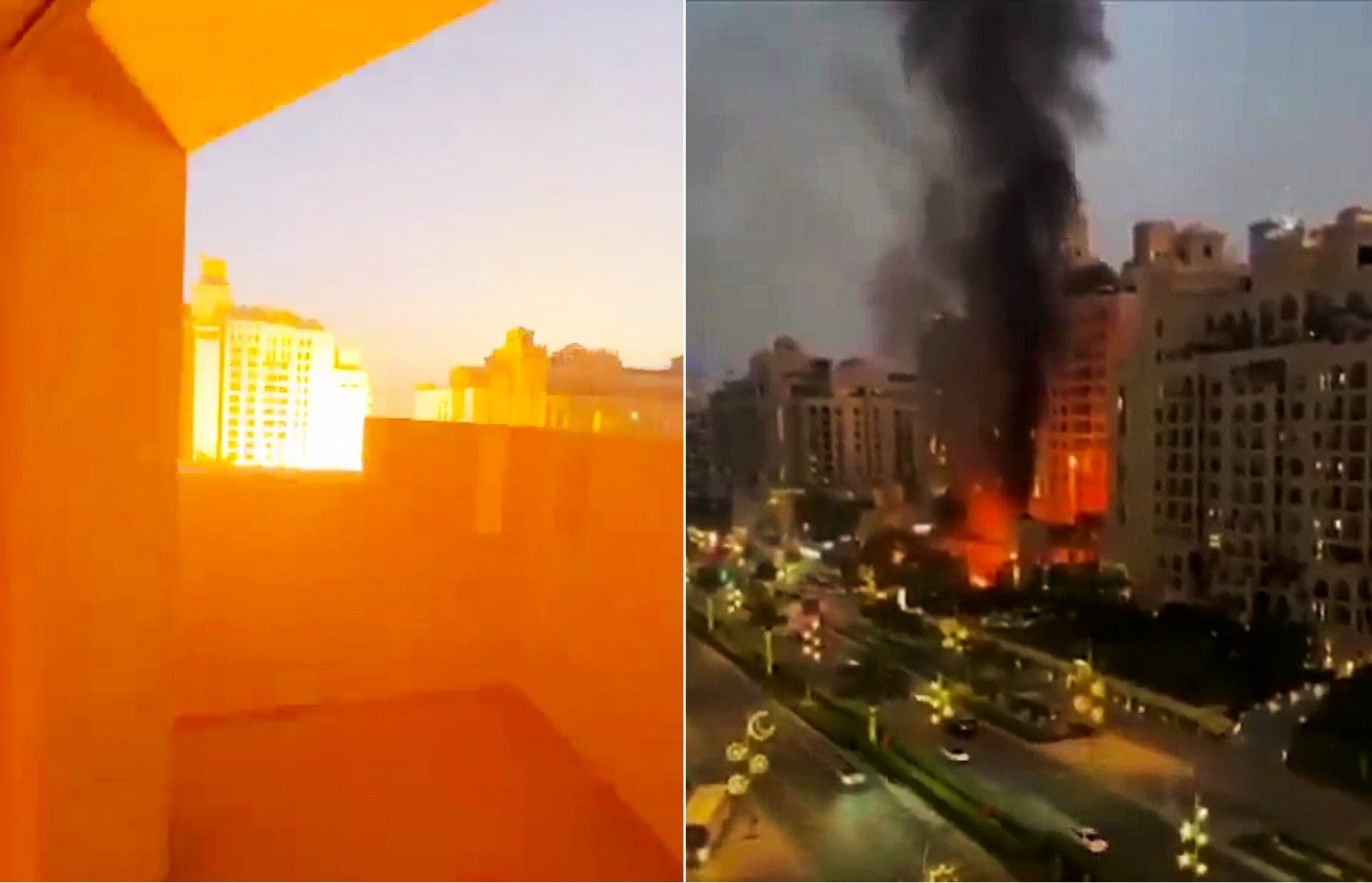 The Government has condemned 'Indiscriminate Iranian strikes' after a fire broke out at a luxury hotel in Dubai