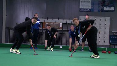 Team GB’s curling silver medallists trying their hand at bowls