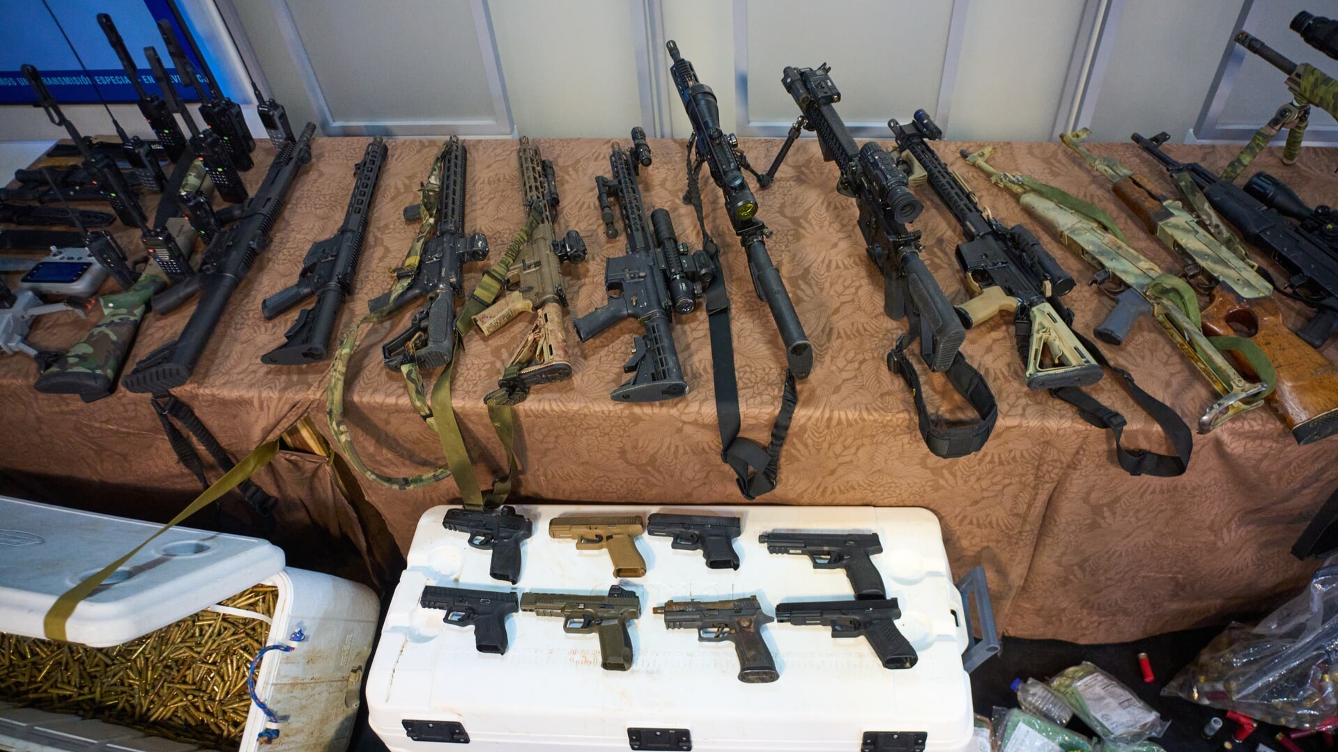 Weapons that Cuban authorities say were recovered from a speedboat