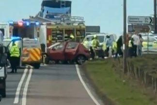 Man dies and four in hospital after two-car collision in Fife