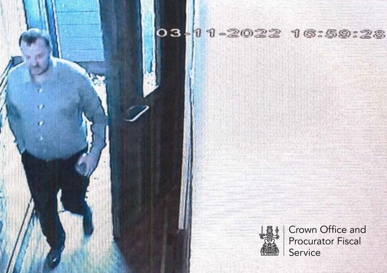 CCTV image showing Steven entering a block of flats in Dundee