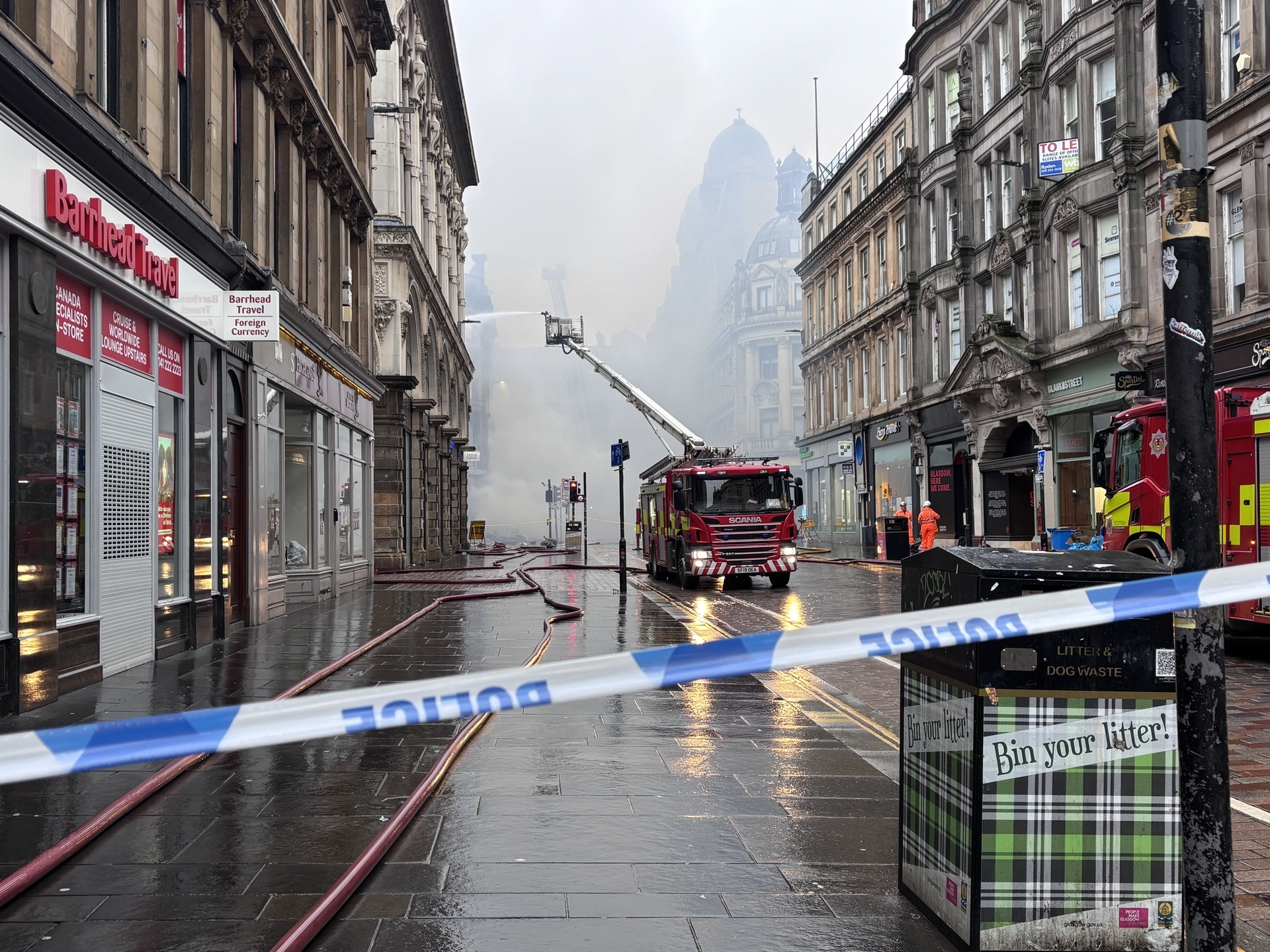 Emergency services were called to a major blaze on Union Street near Glasgow Central Station.
