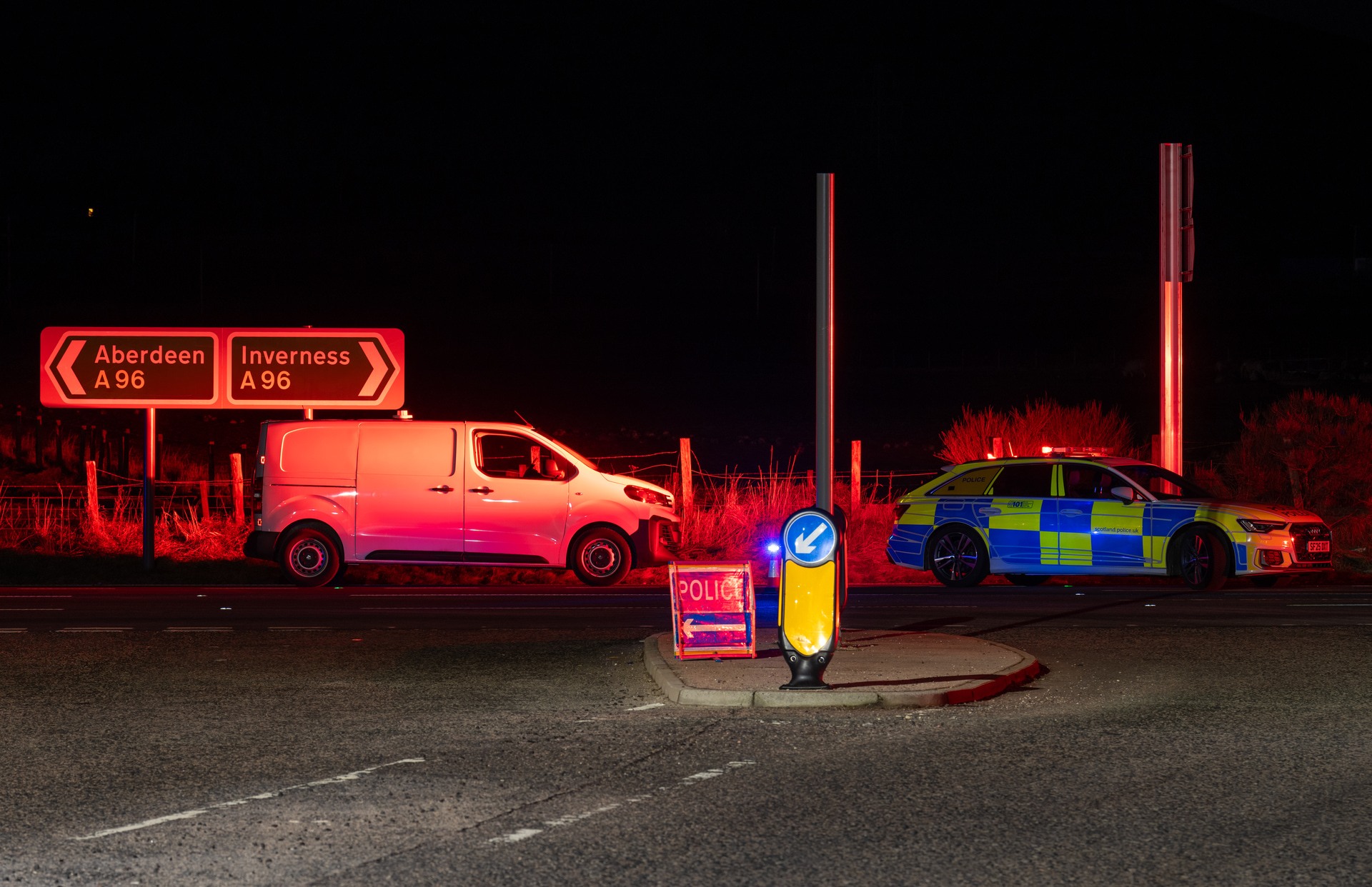 A96 at its staggered crossroad junction with A920 at Huntly