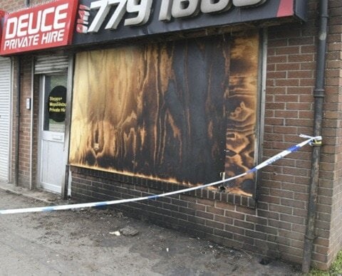 On May 8, 2025 , Kieran Abercrombie, 32, Robert Thomson, 18, and Kenzie Gardner, 19, set fire to a building housing Glasgow taxi firm Deuce Private Hire.