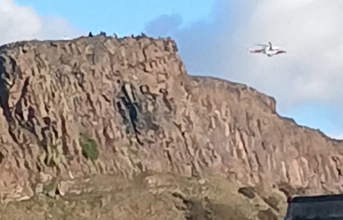 Coastguard helicopter at scene of ongoing incident at Arthur’s Seat in Edinburgh