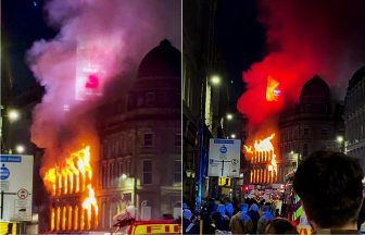 Watch moment LED screen collapses in Glasgow Union Street fire