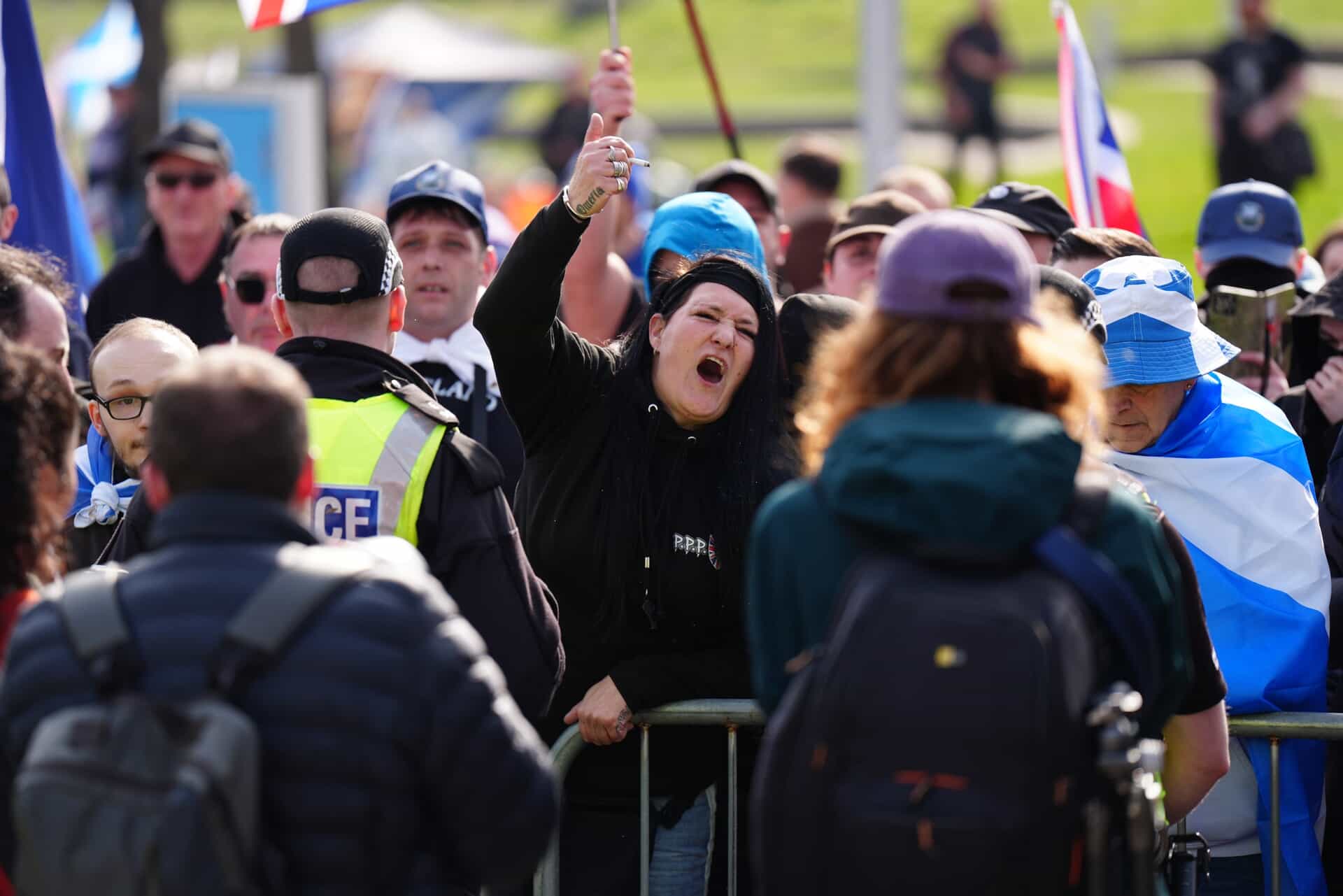 Protesters chanted and taunted each other