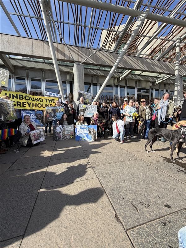 Campaigners outside the Scottish Parliament (SSPCA)