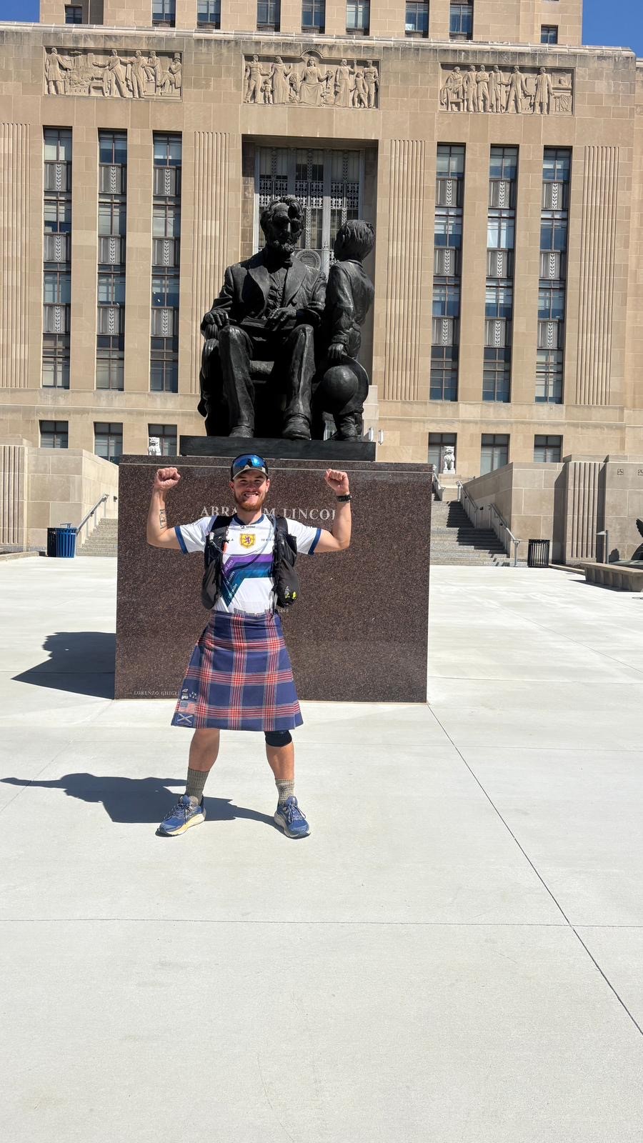 Craig Ferguson has reached Kansas City, which marks the halfway point on his hike across the United States