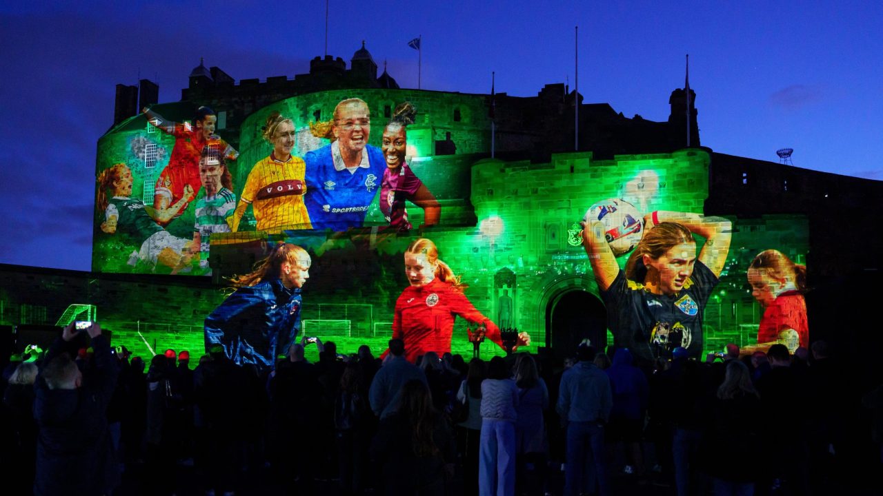 Edinburgh Castle lights up with images of female footballers