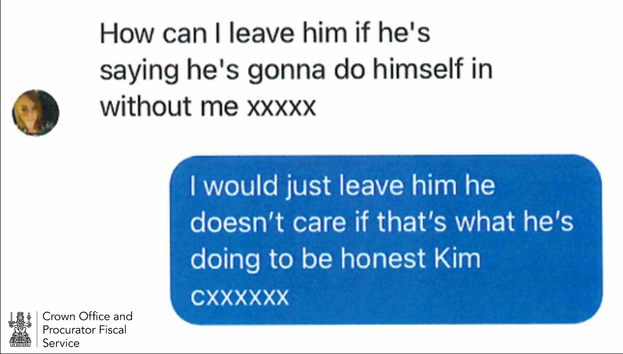 Text exchange between Kimberly and her sister prior to her death