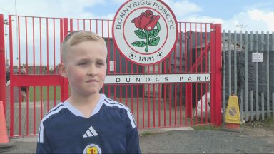 Boy whose throat didn’t connect to stomach at birth takes penalty challenge across Scotland