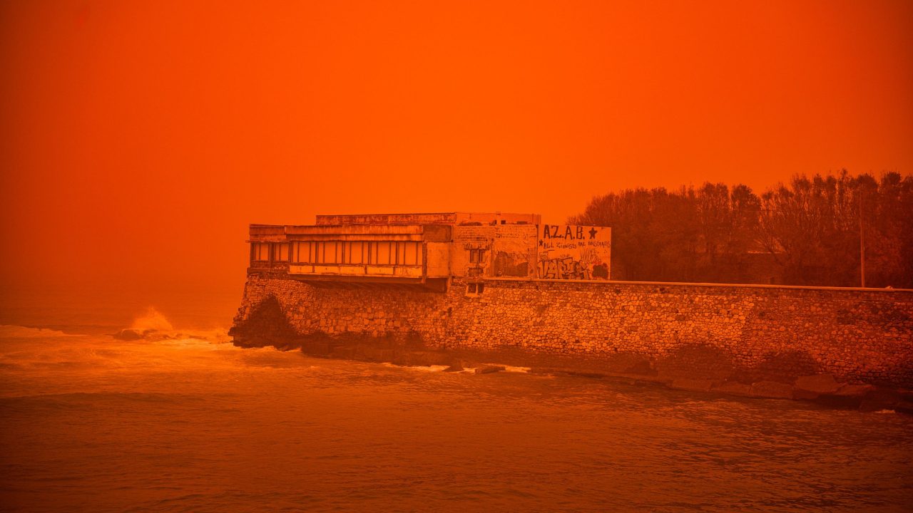 Saharan dust storm turns sky red over holiday island of Crete