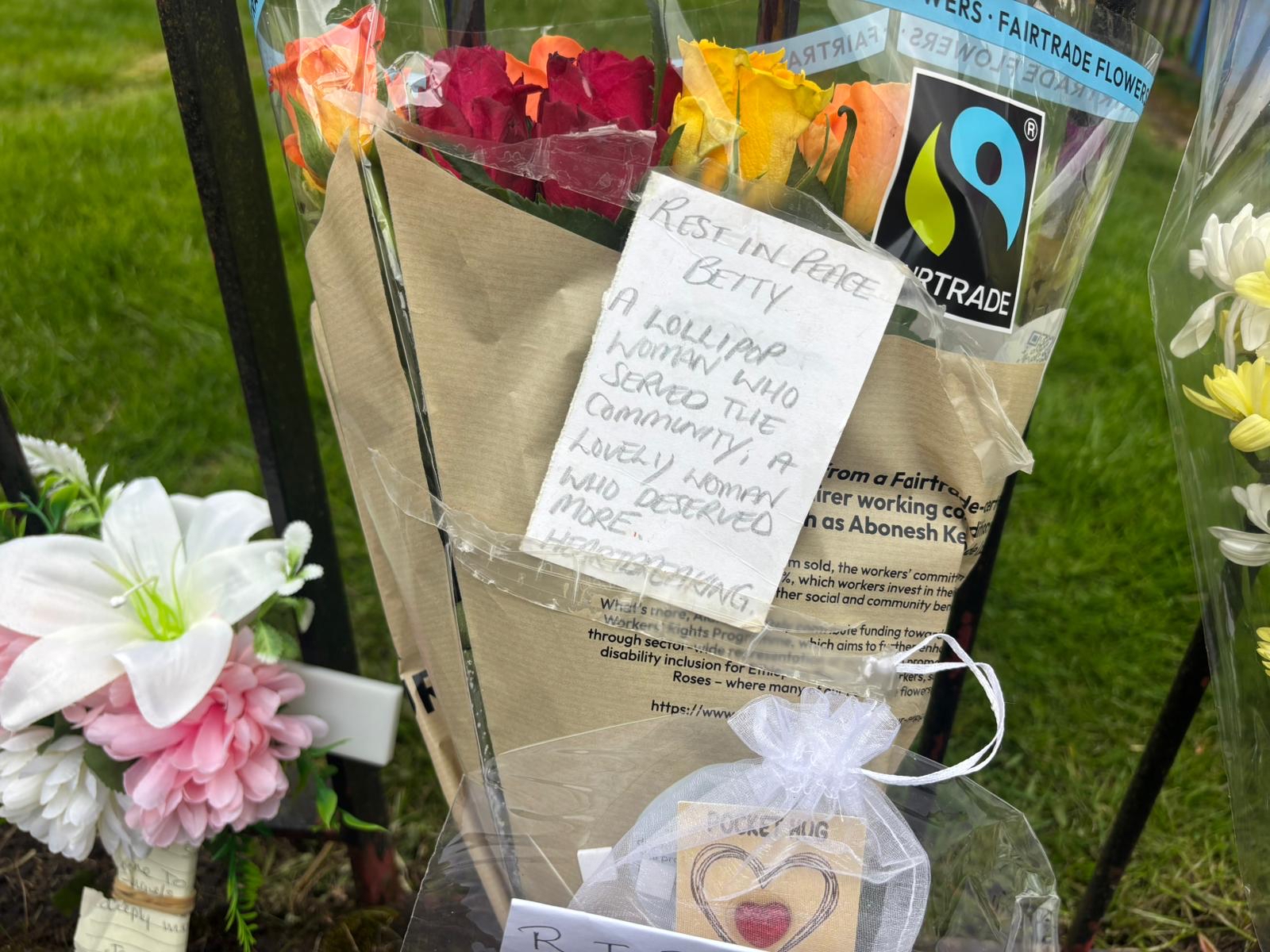 Floral tributes laid at the scene following the death of Elizabeth Colligan
