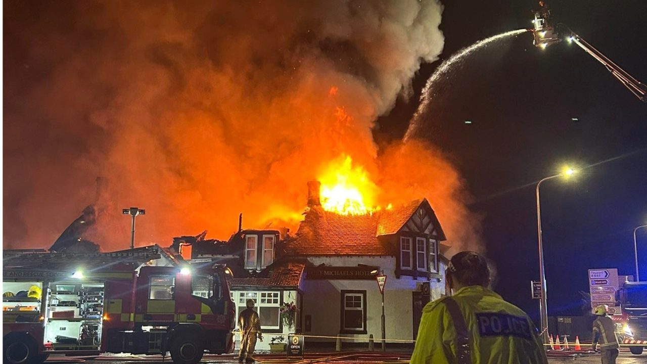 Huge fire rips through newly-refurbished St Andrews hotel as crews tackle ‘well-developed’ blaze