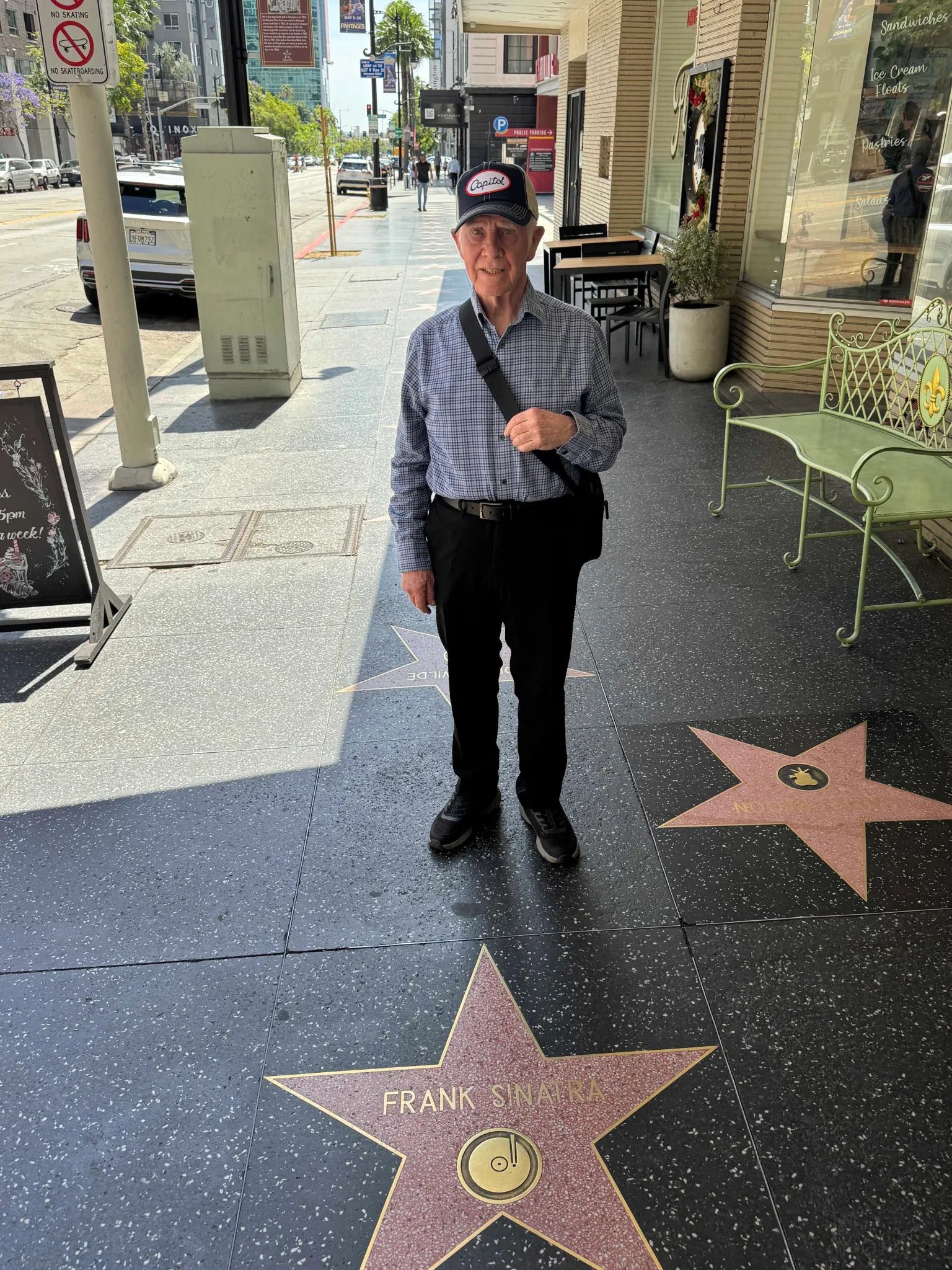 Jimmy Moir at Frank Sinatra's star on the Hollywood Walk of Fame.
