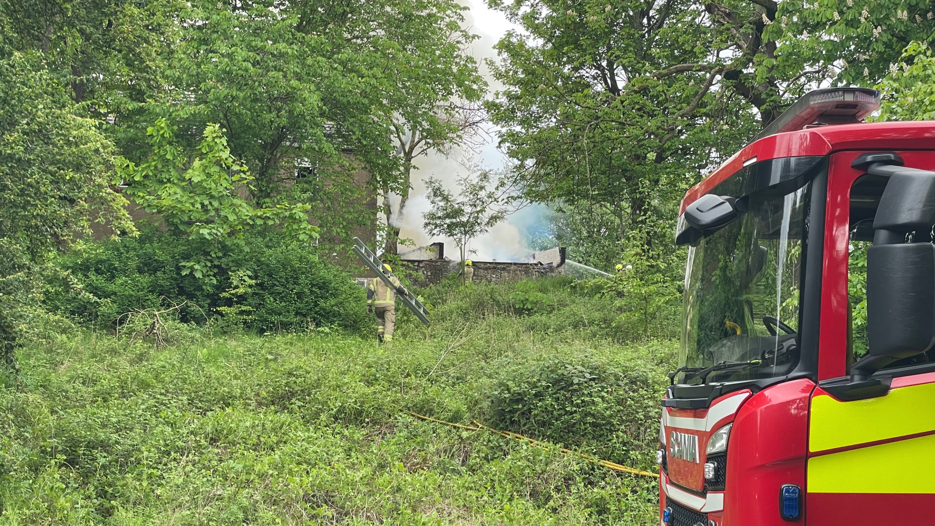 A shed on fire on Drumcavel Road, Muirhead