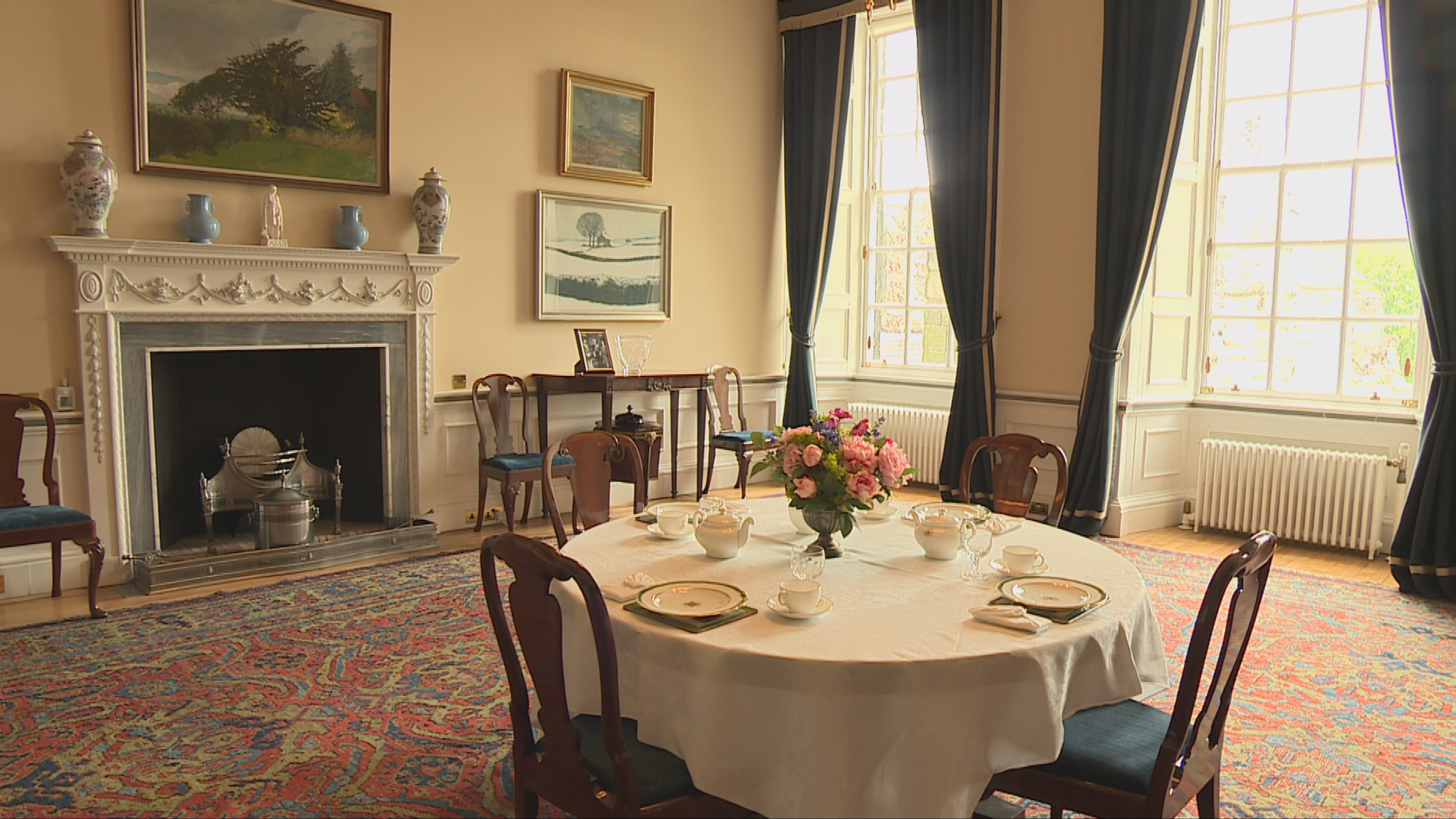 The dining room in the late Queen's private residence
