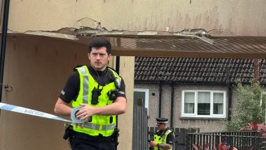Delivery van strikes Dunfermline home as emergency services attend scene