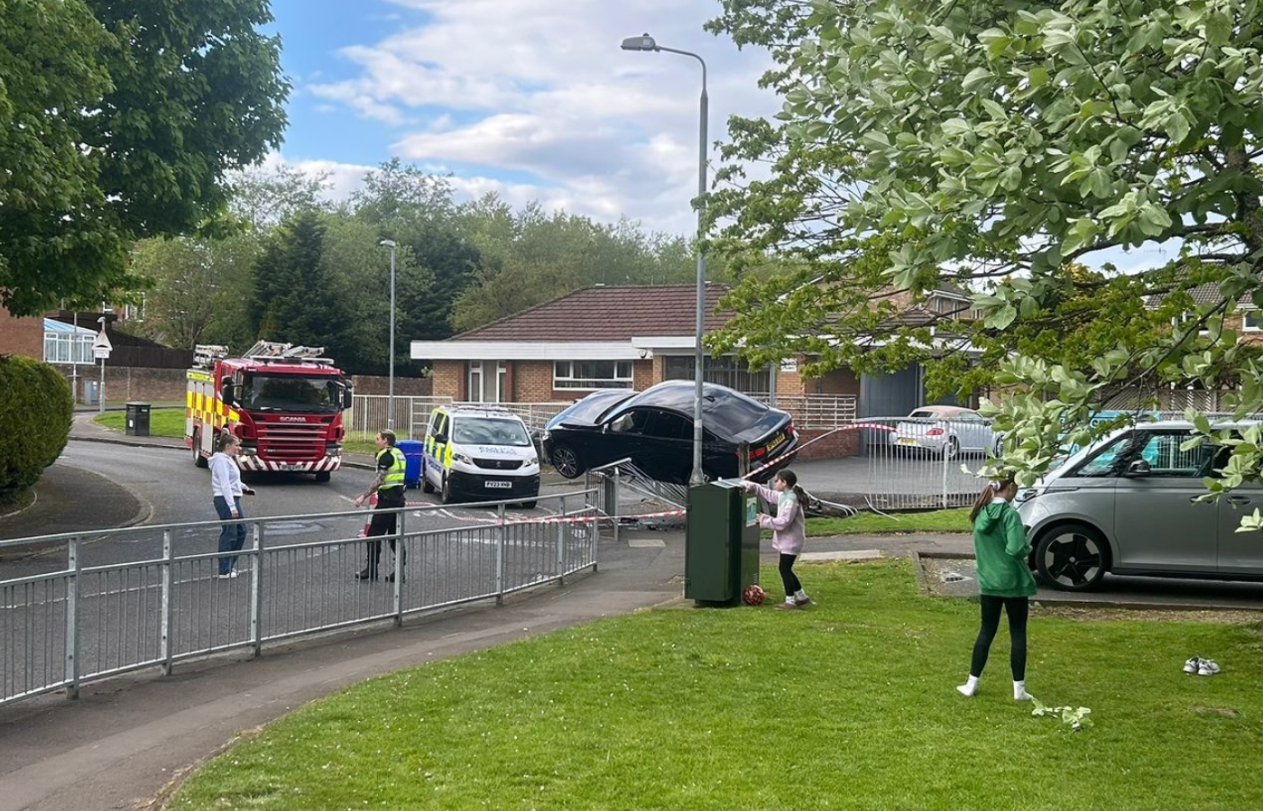 Crash on Ardgowan Road, Wemyss Bay near Spar shop