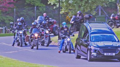 Bikers rally round to give care home resident rock-themed send off