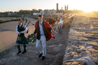 St Andrews University students in sea dip after ‘Gaudie’ procession through town