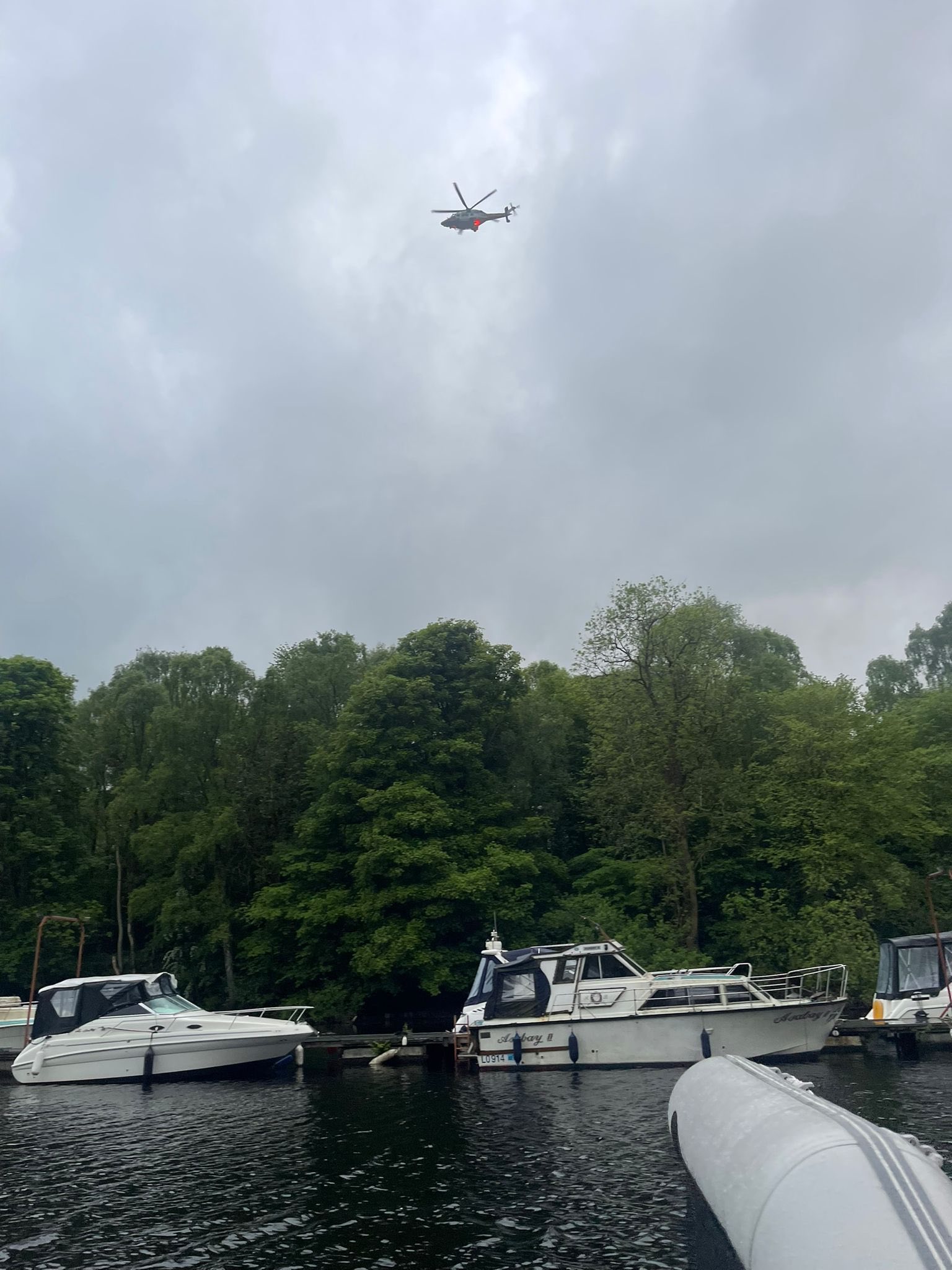 Searches were carried out after the boat caught fire