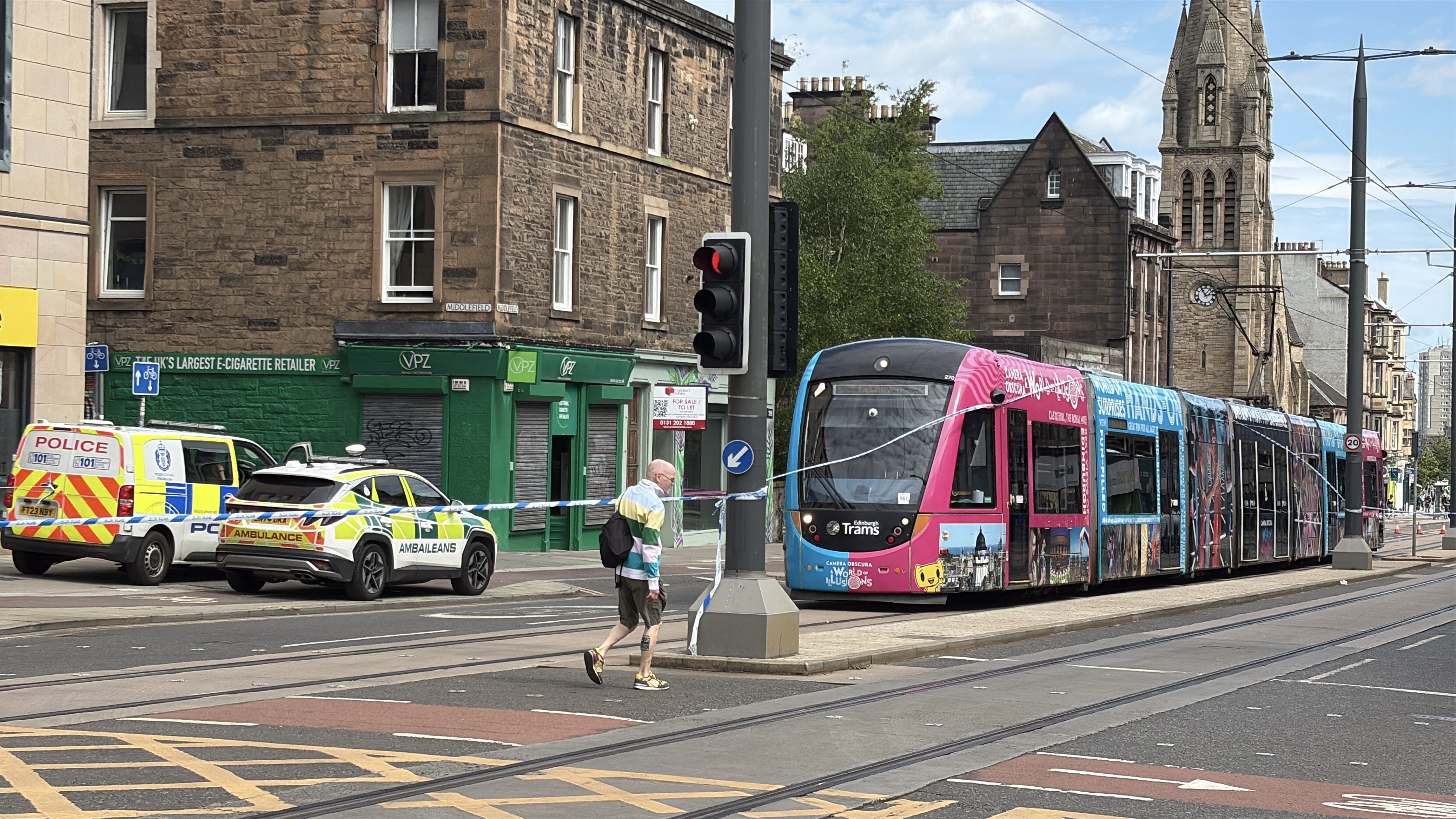 Person hit by a tram on Leith Road
