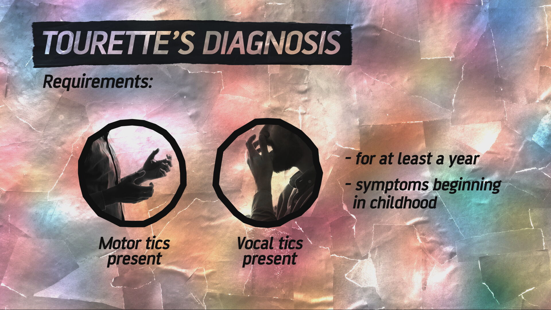 Tourette's syndrome  is a neurological disorder characterised by multiple involuntary movements and sounds