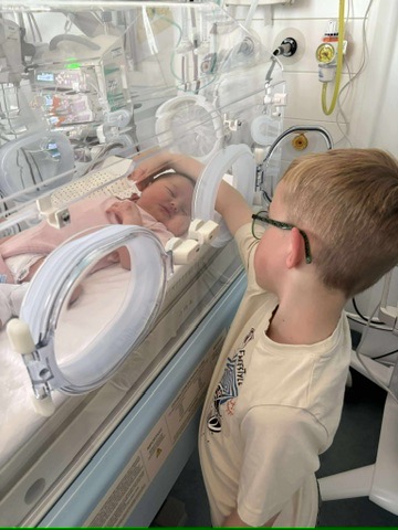 Thomas with Eleanor in hospital
