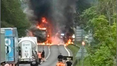 A9 closed after lorry ‘bursts into flames’ as firefighters tackle blaze