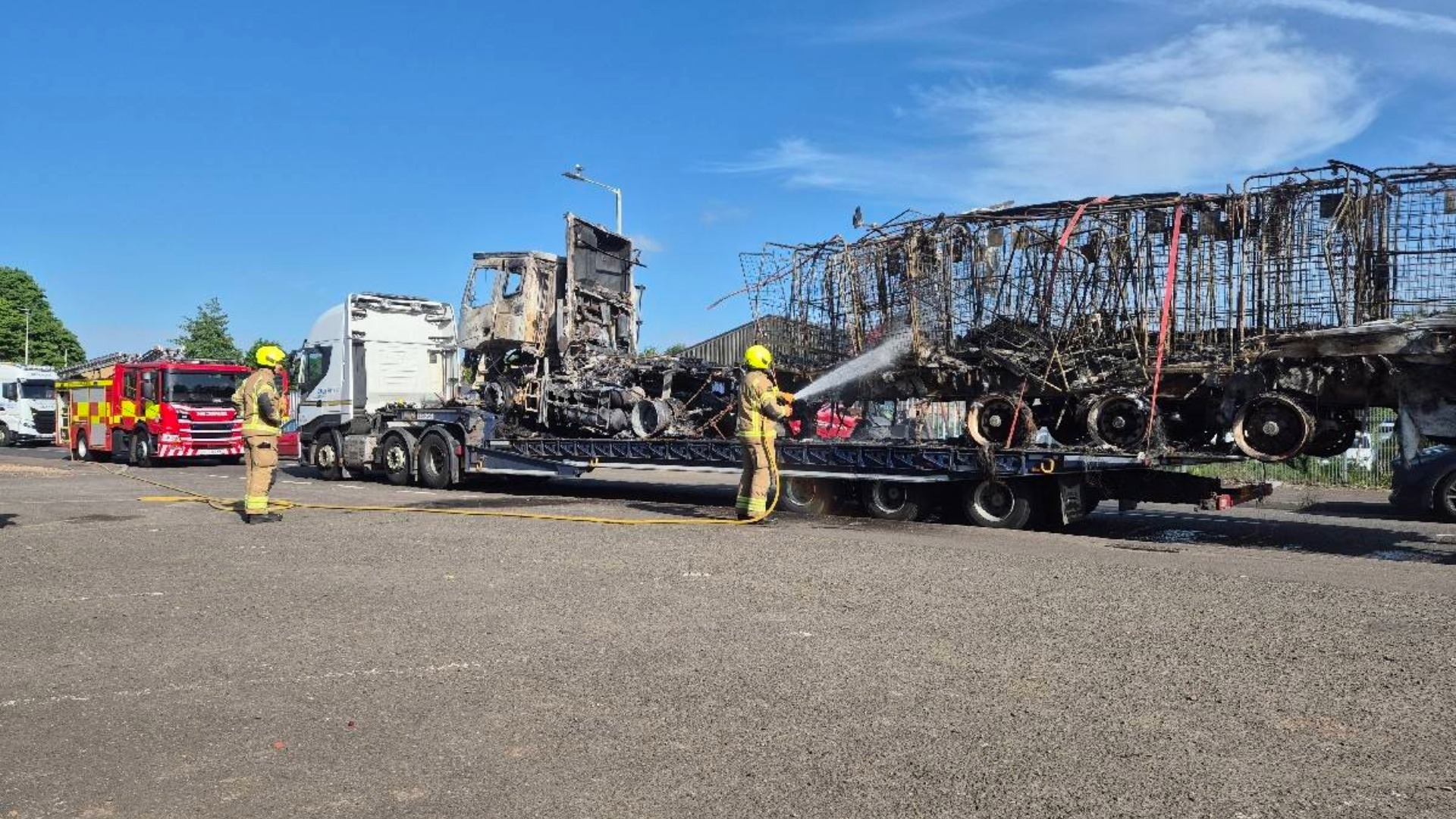 Burnt out lorry after A9 incident