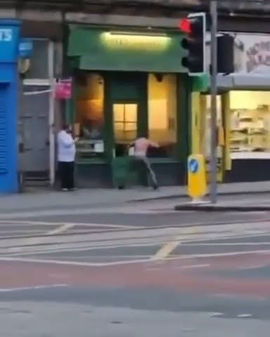 The man was seen attacking shops on Leith Walk