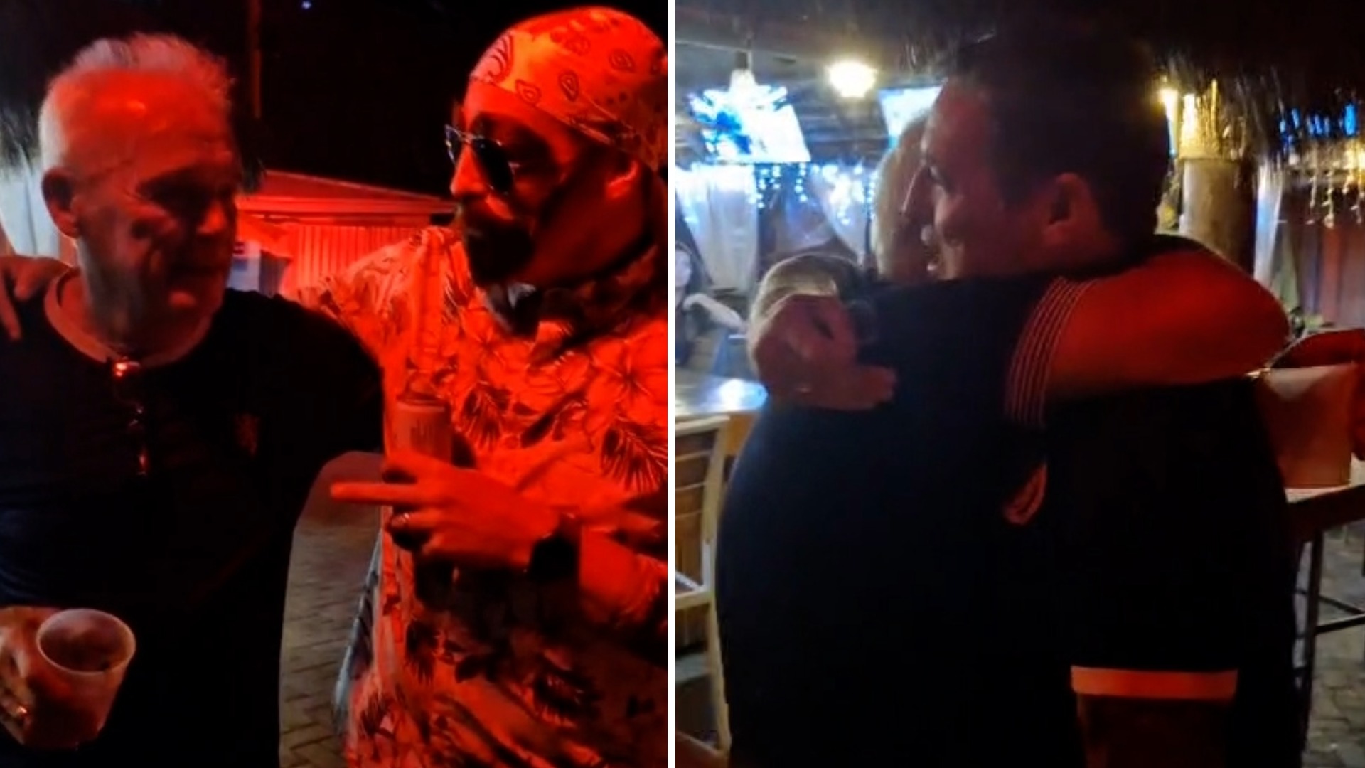 Lee Barron surprises his dad, Alan, in Miami dressed in disguise