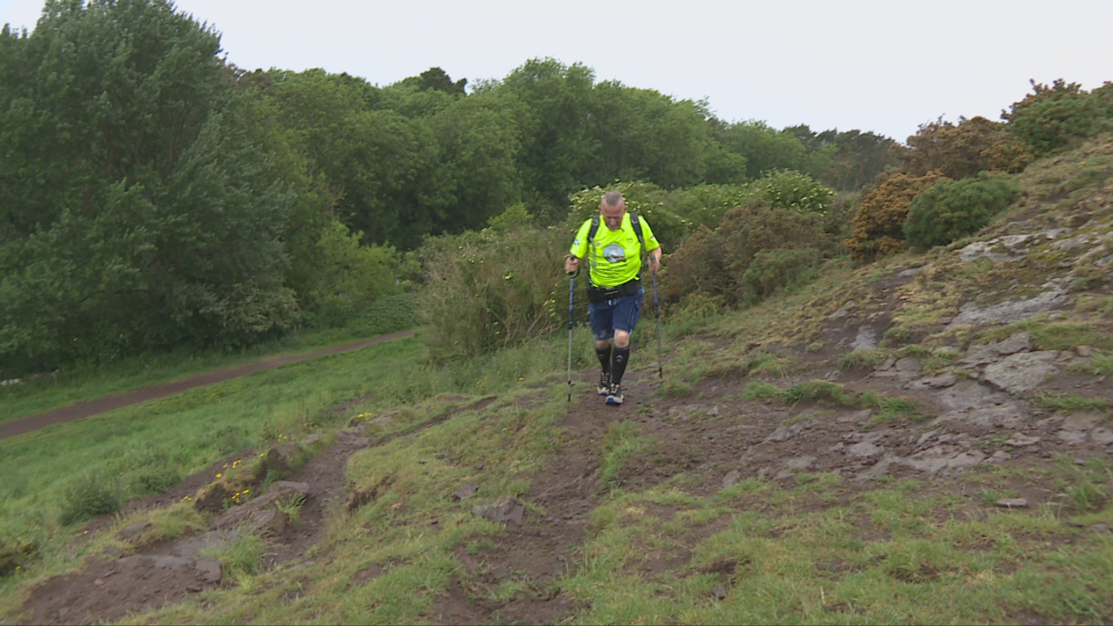 Joe climbing the North Berwick Law