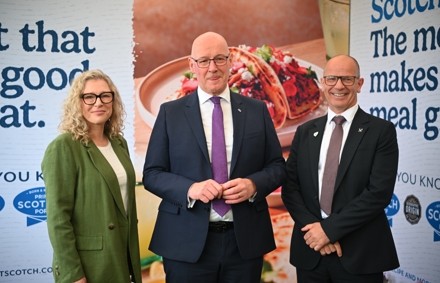 Left to right, Rural Affairs Secretary Gillian Martin, First Minister John Swinney and agriculture minister Jim Fairlie at the Royal Highland Show in Edinburgh (Andy Buchanan/PA)