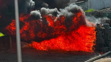 Hundreds of fishing creels catch fire at Arbroath harbour as firefighters tackle blaze