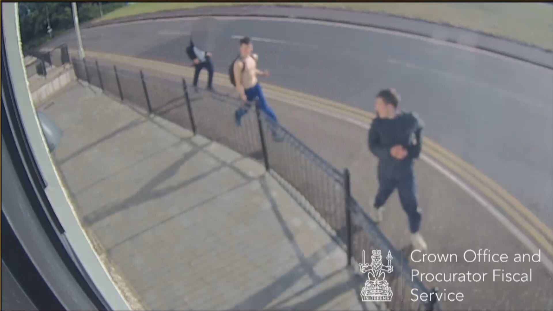 The trio were spotted on CCTV running away from the beach