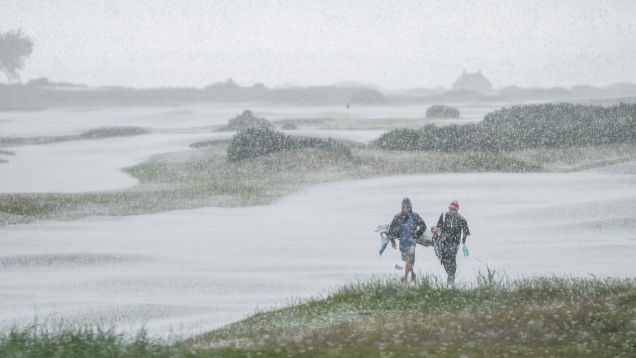 Play suspended at Old Course after St Andrews covered in hailstones in first days of summer