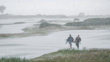 Play suspended at Old Course after St Andrews covered in hailstones in first days of summer