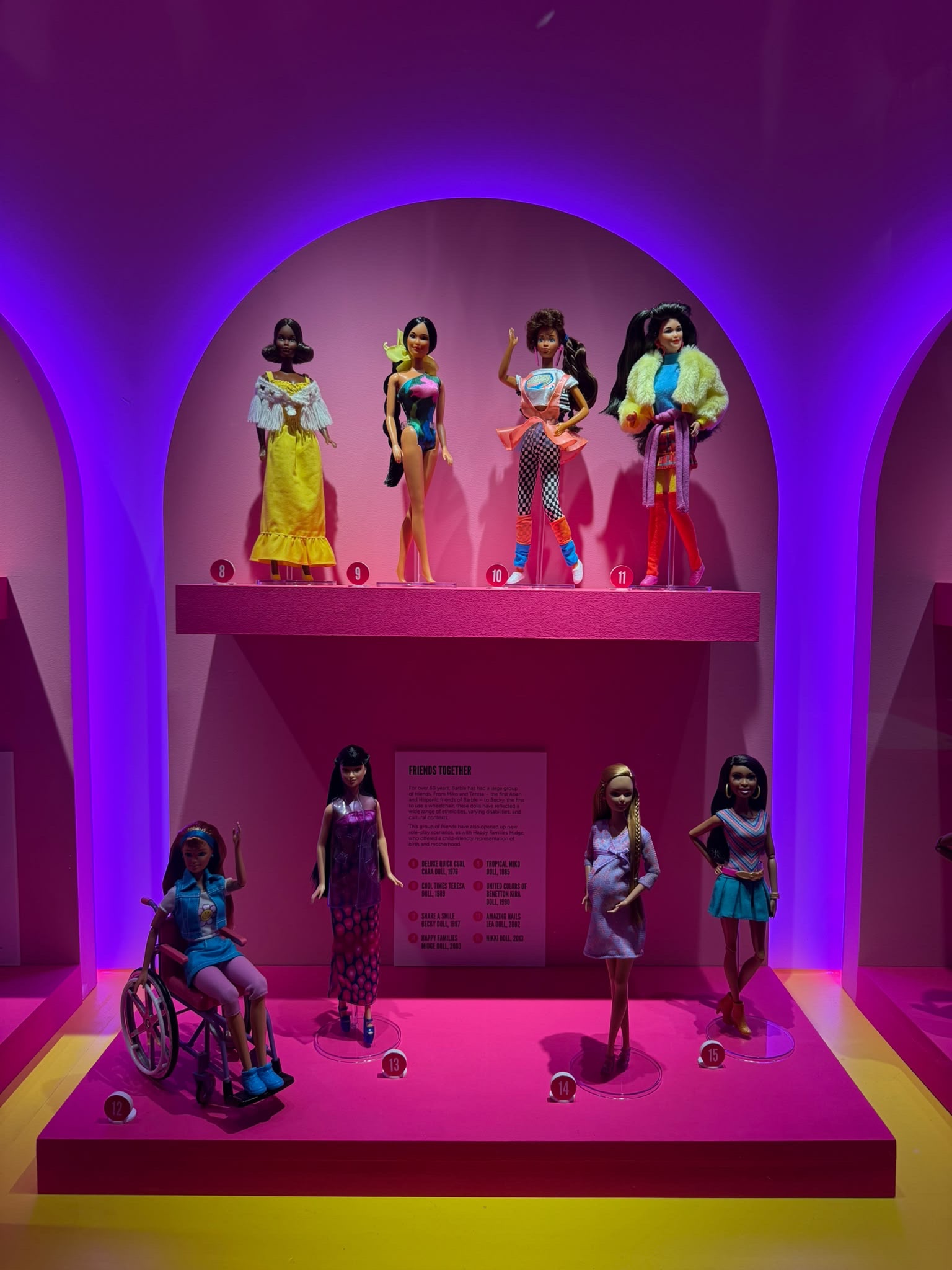 Over 150 dolls demonstrate how Barbie has evolved over the years