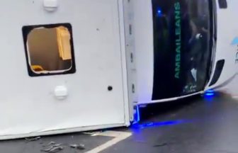 Patient dead and three ambulance staff in hospital after crash in Glasgow