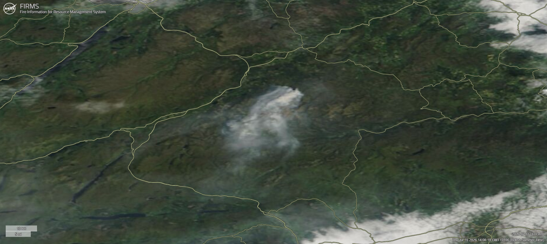 Image from Nasa's FIRMS satellite-based heat-sensing platform show the scale of the fire