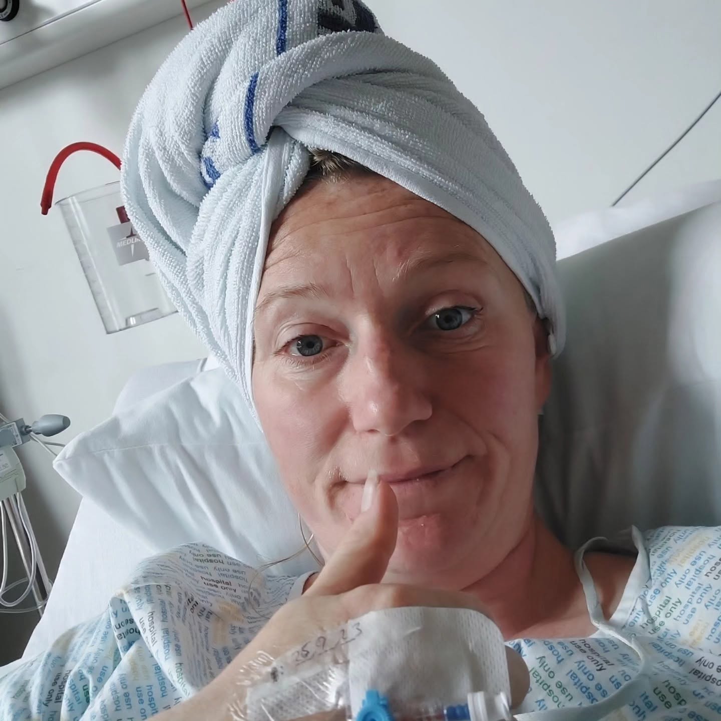 Shelley Sim in hospital in 2023