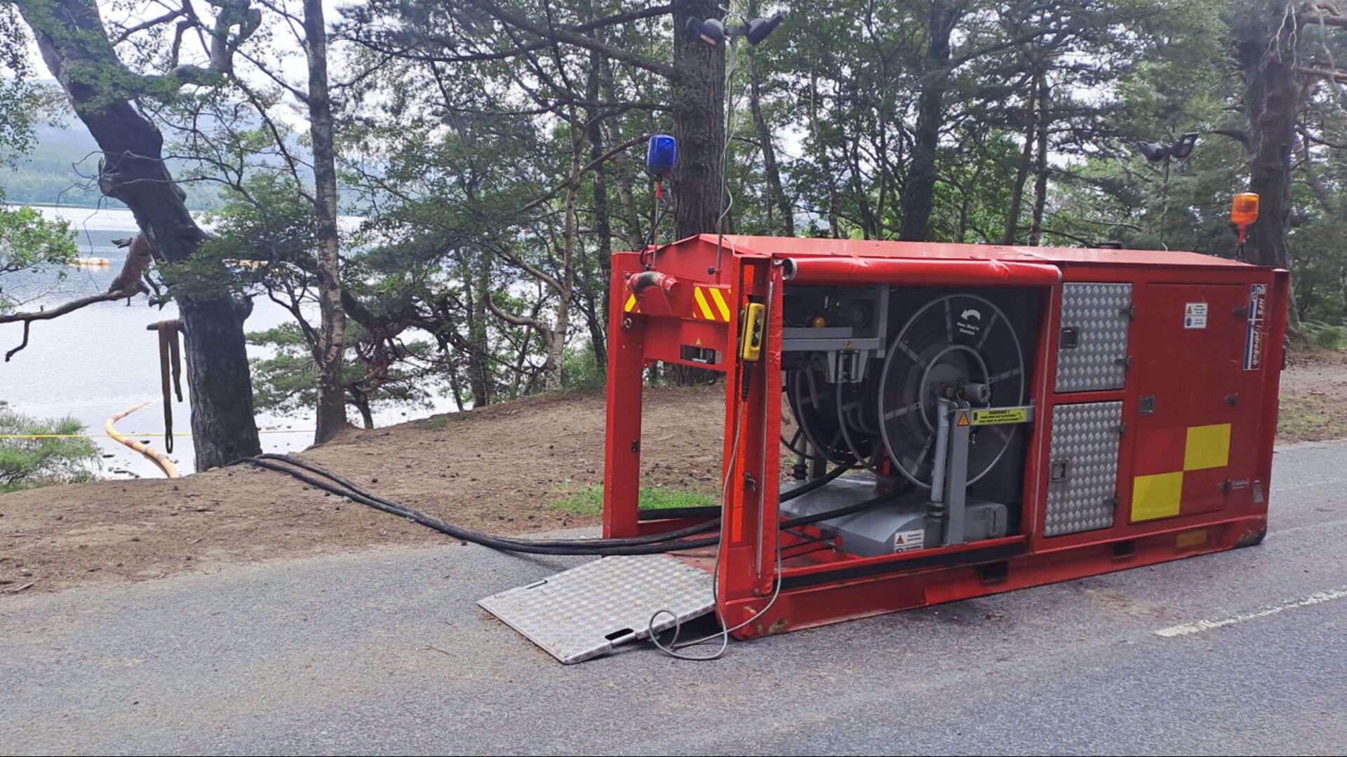 High-volume pump used to draw water from Loch Morlich