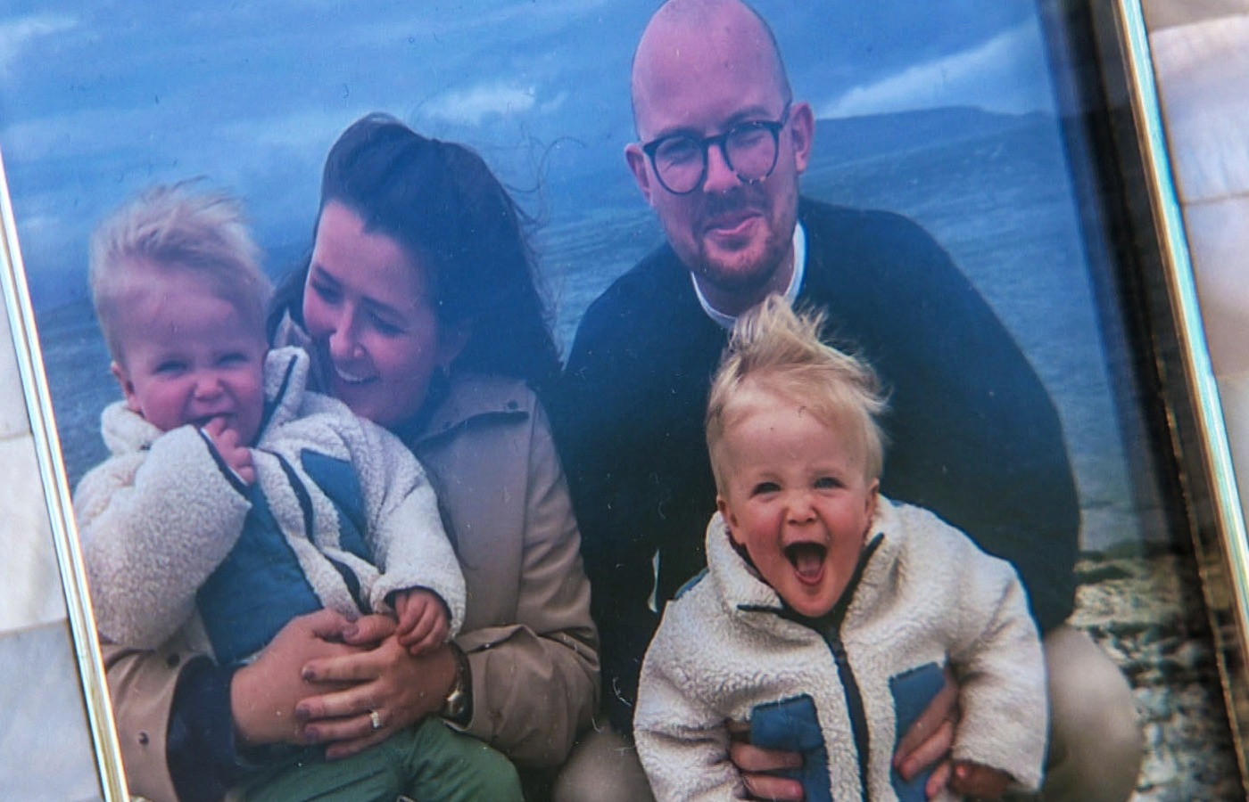 Kim Borthwick, 35, from Glasgow, with husband Ross and twin sons