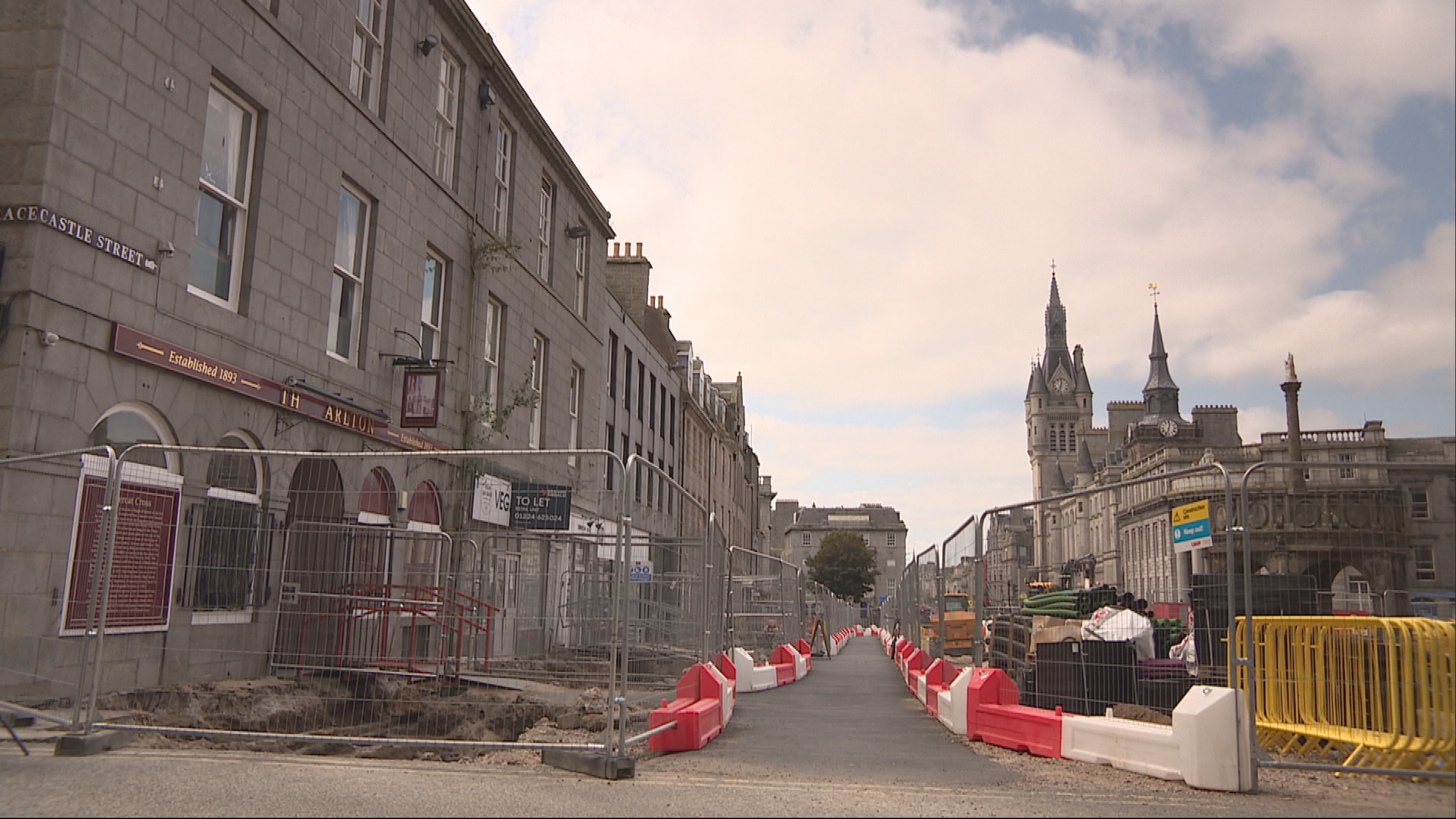Construction under way in Castle Street, Aberdeen