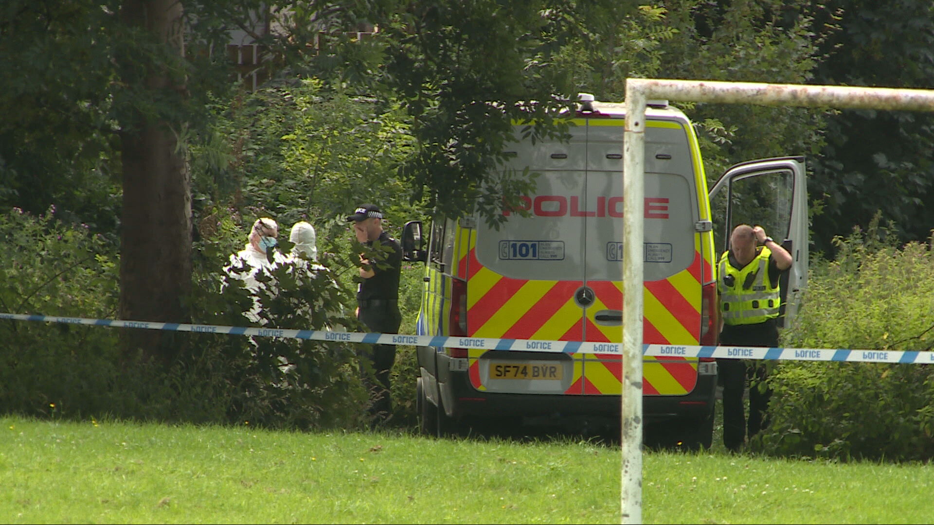 Forensic officers on the scene of the discovery