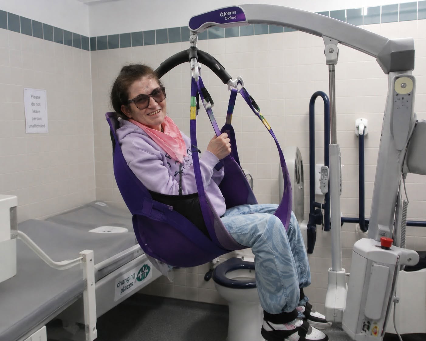 Jill requires a hoist to use the toilet