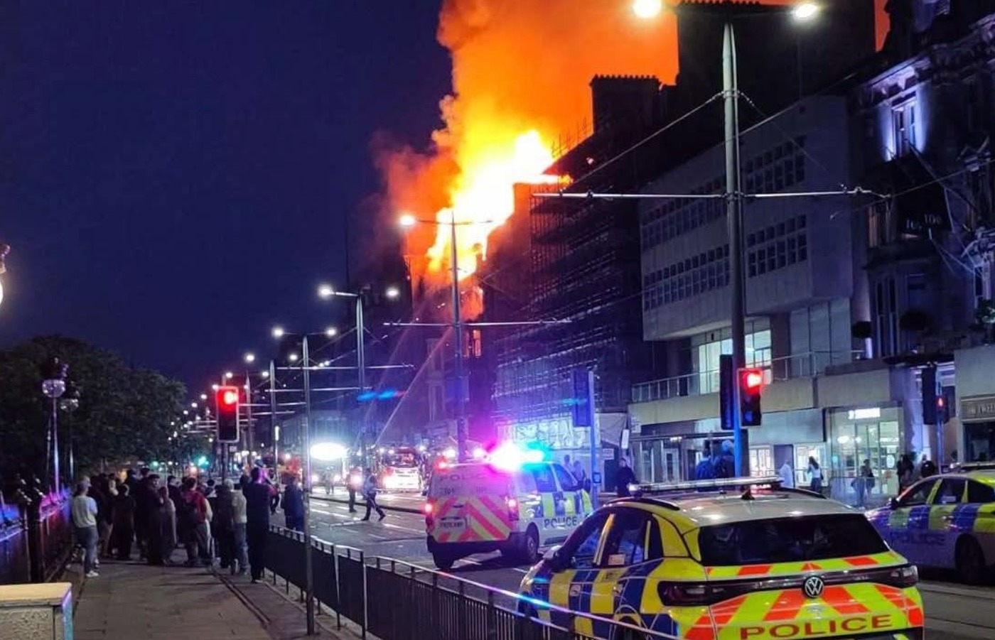 The blaze took hold of the building on Princes Street.